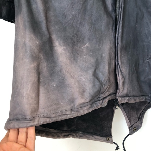 Sisii Leather Parka, size L, hood, zip and snap front fur lining. - Picture 4 of 9